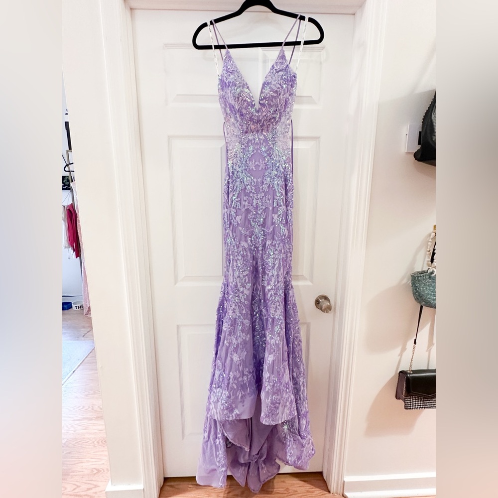 Ellie Wilde EW35011 Lavender Purple Sequin Mermaid Prom Dress sz 0/2 - Picture 7 of 12